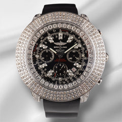 Breitling Bentley 55mm Black Dial 8ct Iced out Diamonds Mens Watch A44362