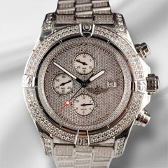 Breitling Super Avenger 48mm 10ct Iced out Diamonds Steel Mens Watch A13370