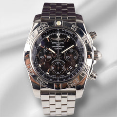 Breitling Chronomat 01 44mm Chronograph Black Dial Auto Steel Men's Watch AB0111