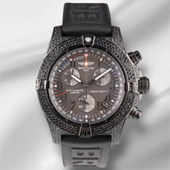 Breitling 46mm Aeromarine Avenger Seawolf 3ct Iced Black Diamonds Watch M73390