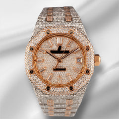 Audemars Piguet Royal Oak 37mm Rose Gold/ Steel Watch Iced 20ct Diamonds 15450SR