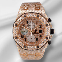 Audemars Piguet Royal Oak Offshore 42mm 18k Rose Gold Watch Iced 30ct 26470OR