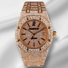 Audemars Piguet Royal Oak 39mm 18k Rose Gold Iced Out 27ct Diamonds Ref 15300OR