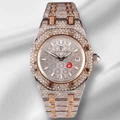 Audemars Piguet Lady Royal Oak Watch Steel 33mm Custom 12ct Diamonds Ref 67611ST