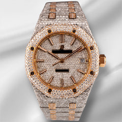 Audemars Piguet Royal Oak 37mm Rose Gold/ Steel Watch Iced 22ct Diamonds 15450SR