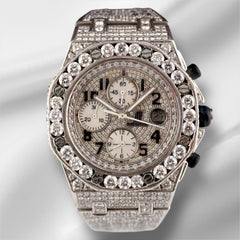 Audemars Piguet Royal Oak Offshore 42mm 25ct Iced Diamond Steel Watch 26170ST