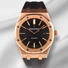 Audemars Piguet Royal Oak 41mm 18K Rose Gold Black Dial Mens Watch 15400OR