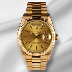 Rolex DAY-DATE 36mm 18K Yellow Gold President Men's Gold Dial Watch Ref: 18238