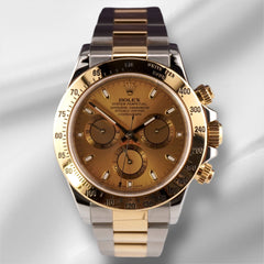 Rolex Daytona Cosmograph 40mm 18k & Steel Men's Oyster Gold Dial Watch 116523