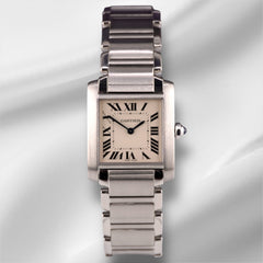Cartier 25mm Tank Francaise Midsize Silver Dial Ladies Watch 2301