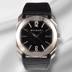 Bvlgari Octo 41mm Steel Black Dial Automatic Leather Steel Men's Watch BGO41S