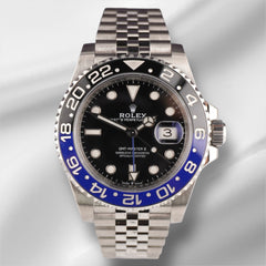 Rolex 40mm GMT Master II Batgirl Black Blue Bezel Steel Mens Watch 126710BLNR