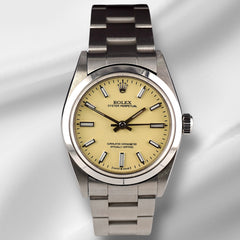 Rolex Oyster Perpetual 31mm Stainless Steel Beige Dial Watch Ref 67480