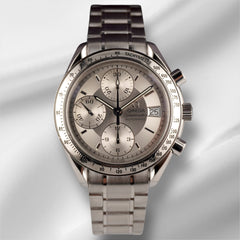 Omega 39mm Speedmaster Chronograph Date Silver Dial Automatic Watch 3513.30