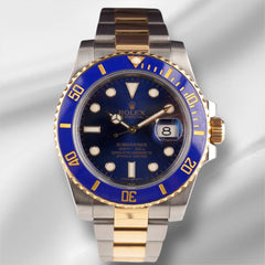Rolex Submariner Date 40mm 18k Yellow Gold & Steel BLUE Oyster Watch 116613LB