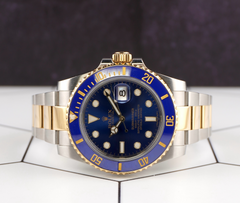 Rolex Submariner Date 40mm 18k Yellow Gold & Steel BLUE Oyster Watch 116613LB