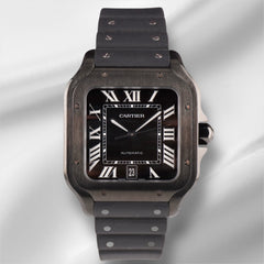 Cartier 40mm Santos Dumont Large ADLC Black Dial Automatic Steel Mens Watch 4072