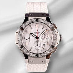 Hublot 44mm Big Bang White Chronograph Rubber Strap Watch 301.SE.230.RW.114
