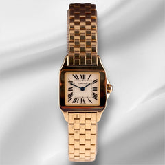 Cartier Santos 21mm Demoiselle 18k Yellow Gold Silver Dial Ladies Watch 2699