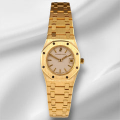 Audemars Piguet 25mm RoyalOak 18k Yellow Gold Ivory Dial Automatic Watch 66270BA
