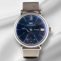 IWC 45mm Portofino Hand Wound Eight Days Blue Dial Steel Men's Watch IW510116