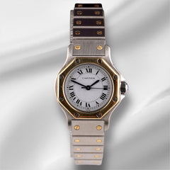 Cartier Santos Octagon 24mm Two-Tone White Dial Steel Watch AC9.80GR