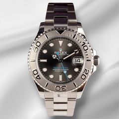 Rolex 37mm Yacht-master Midsize Steel Platinum Bezel Men's Watch 268622