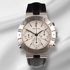 Bvlgari Diagono Rattrapante Platinum Split Seconds White Dial Mens Watch CH40 PL