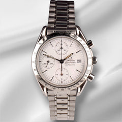 Omega 39mm Speedmaster Chronograph Date White Dial Automatic Watch 3511.20