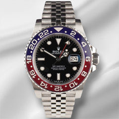 Rolex Men 40mm GMT MasterII Pepsi Blue/Red Bezel Steel Black Dial 126710BLRO