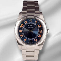 Rolex Air King 34mm Blue Concentric Dial Steel Mens Watch 114200
