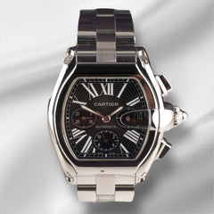 Cartier 43mm Roadster XL Chronograph Black Dial Steel Men's Watch 2618