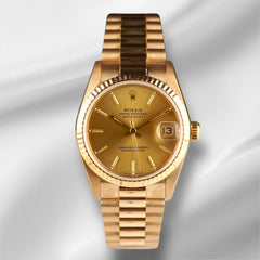 Rolex President 31mm Datejust Midsize Yellow Gold Vintage Ladies Watch 68278