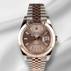Rolex Datejust 41mm Steel Rose Gold Sundust Dial Men's Watch 126301