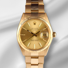 Rolex 34mm Date 18k Yellow Gold Oyster Bracelet Vintage Men's Watch 1503