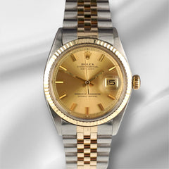 Rolex 36mm Vintage Datejust Mens Yellow Gold/Steel Jubilee Gold Dial Watch 1601