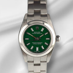 Rolex Oyster Perpetual 25mm Stainless Steel Green Dial Watch 67180