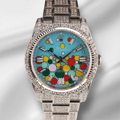 Rolex 36mm Oyster Perpetual 10ct Iced Out Steel Celebration Dial Watch 116000