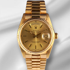 Rolex DAY-DATE 36mm 18K Yellow Gold President Champagne Dial Men's Watch 18038