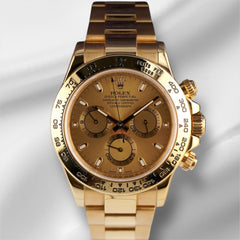Rolex 40mm Daytona 18K Yellow Gold Cosmograph Yellow Gold Dial Mens Watch 116508