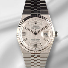 Rolex 36mm Land-Dweller Steel White Gold Mens Watch 127234