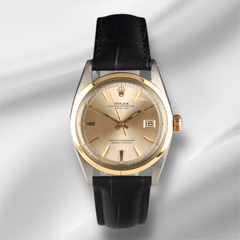Rolex Vintage 36mm Datejust Silver Dial Steel Yellow Gold Smooth Mens Watch 1600