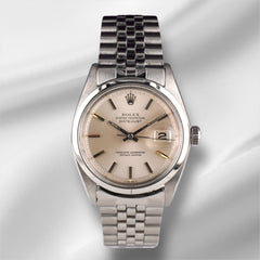 Rolex 36mm Datejust Mens Steel Smooth Folded Jubilee Silver Dial Watch 1600