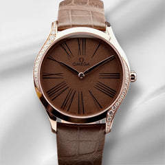 Omega 36mm De Ville Tresor 18k Rose Gold Ladies Watch 428.58.36.60.13.001