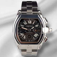 Cartier 43mm Roadster XL Chronograph Black Dial Steel Men's Watch 2618