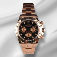 Rolex 40mm Daytona 18K Rose Gold Black Dial Mens Watch 116505