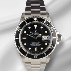 Rolex 40mm Submariner Date Steel Black Dial Men's Watch 16610