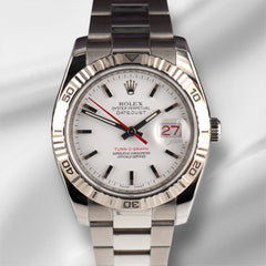 Rolex 36mm Datejust Turn-O-Graph Steel White Gold White Dial Men's Watch 116264