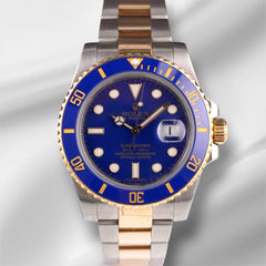 Rolex Submariner Date 40mm 18k Yellow Gold/Steel BLUE Oyster Mens Watch 116613LB
