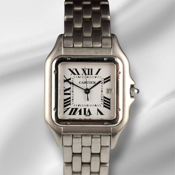 Cartier Panthere Jumbo 29mm Stainless Steel White Dial Mens Watch